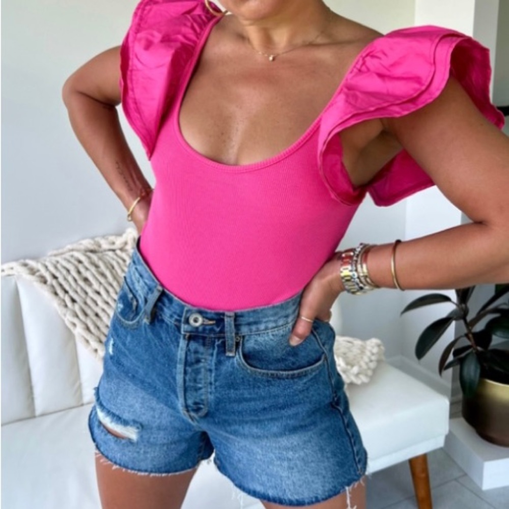 Pink Ruffle Bodysuit
